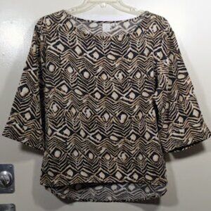 Jones New York 100% Linen Top-Exotic Print- Size: M